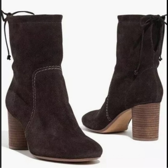 Madewell Neva Brown Suede Fold-Over Booties - Size 6.5 - Picture 1 of 12